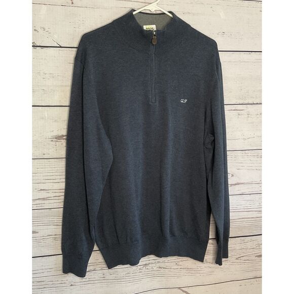 Vineyard Vines Sweater Mens Large Gray 1/4 Zip Pullover Sweatshirt Minimalist - Picture 6 of 8